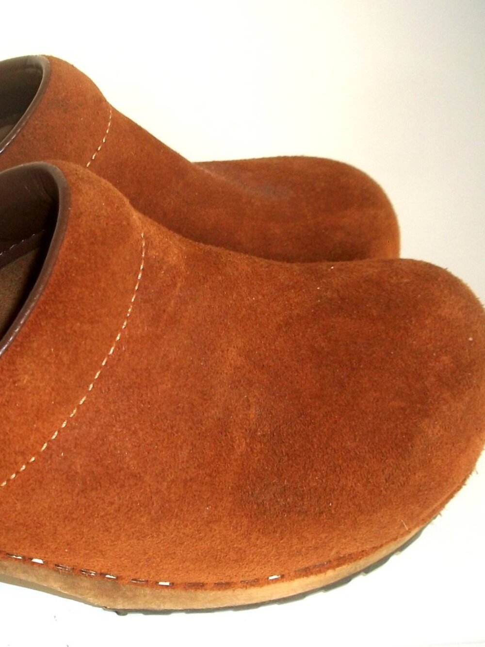Rustic Sanita Vintage Wood, Suede & Hard Leather Rubber Sole Clogs - Picture 5 of 9